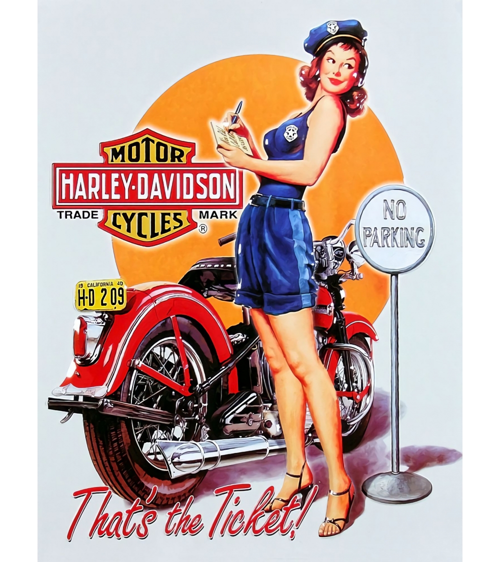 Plaque Métal Déco Pin Up Harley Davidson 