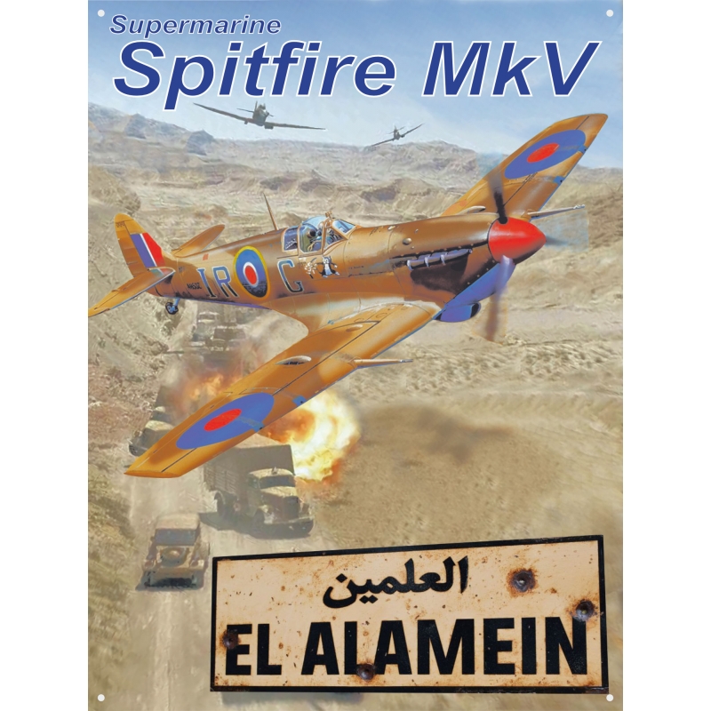 Plaque Métal Déco Spitfire Mk 5 Over El Alamein 